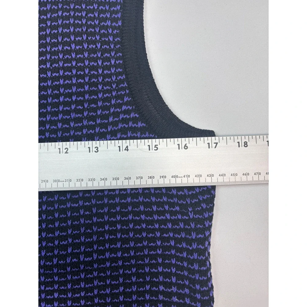 St. John Sport Marie Gray Vtg Purple Black Sweater Vest Sleeveless Top Petite P